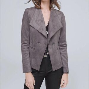 White House Black Market Faux Suede Jacket Women’s Size 14 Light Gray Neutral